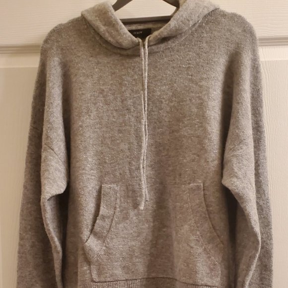 J. Crew Hoodie Sweater in Super Soft Yarn - Large/Heather Graphite - Picture 1 of 5